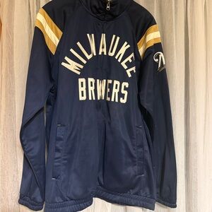 Majestic Navy and Gold Milwaukee Brewers Jacket